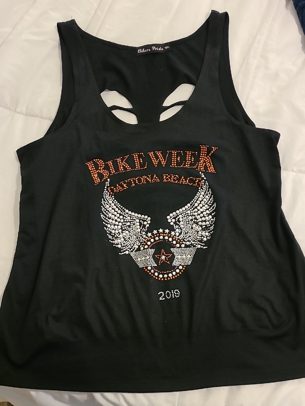 Black Bike Week Daytona Beach Rhinestone Tank Top